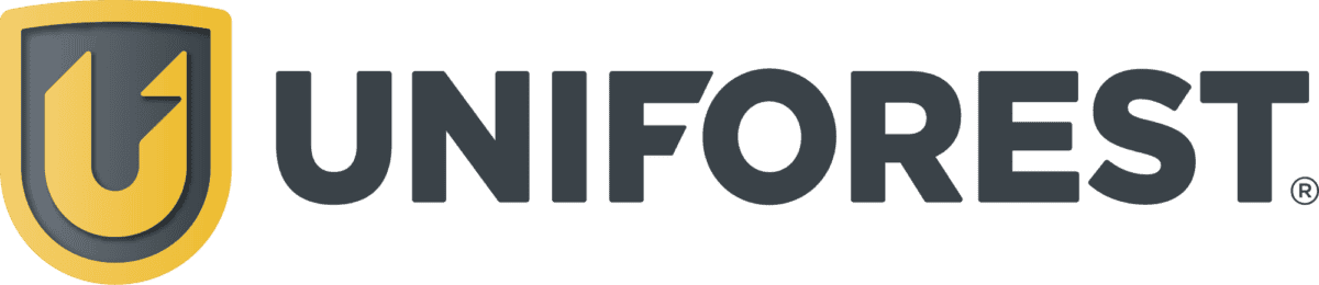 uniforest logo horizontal dark text yellow outline